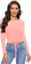 Solid Women Round Neck Polyester Multicolor T-Shirt